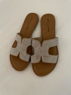 Diamond Rock & Candy by Zigi Rhinestone Slide Sandals size 8