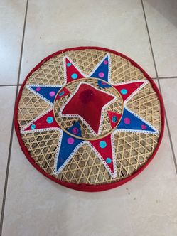 Handmade Traditional Woven Straw Hat - Decorative Wall Hanging