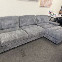 Grey Corduroy Sectional Couch Free delivery 