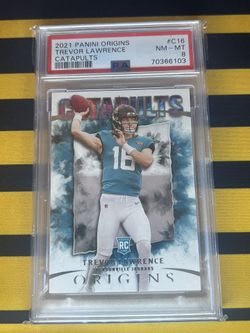 TREVOR LAWRENCE 2021 PANINI ORIGINS CATAPULTS #C16 Rookie PSA 8 NM-MT RC