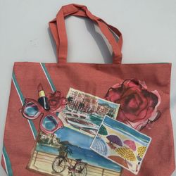 Lancome Paris French Riviera Beach Bag Tote Pink Lined