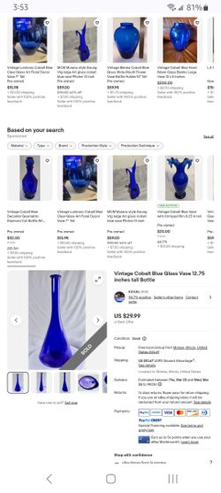 Cobalt Blue 12.75" Tall Vase