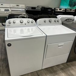 Whirlpool washer and dryer set electric used with warranty