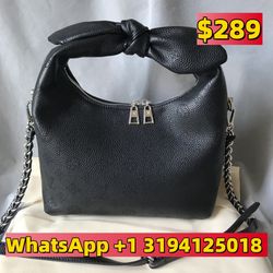 Louis Vuitton Black Monogram Leather Why Knot MM Bag
