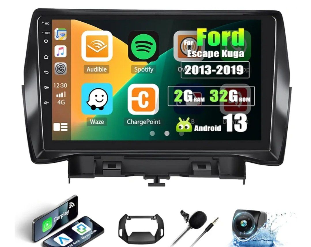 2+32G] Android 13 Car Stereo for Ford Escape Kuga 2013-2019 with Apple Carplay&Android Auto,9 Inch Car Radio with Mirror Link Bluetooth FM/RDS WiFi GP