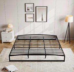 IDEALHOUSE King Size Metal Bed Frame, Platform King Bed Frame with Arch Design, 10 Inch Heavy Duty Strong Support Slats, Sturdy Mattress Foundation, E