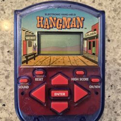 Hangman Electronic Handheld Game Milton Bradley 1995 Pocket Travel - Works!
