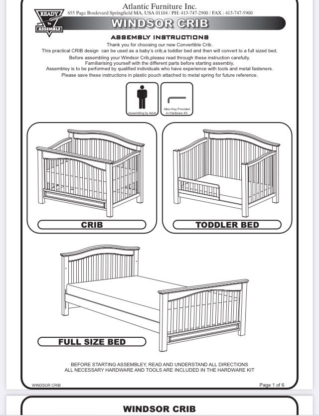 3 in 1 Convertible Crib/Bed Set