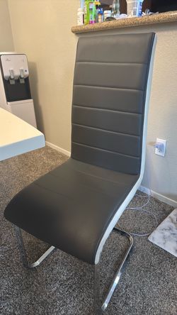 Modern Gray Faux Leather Dining Chair