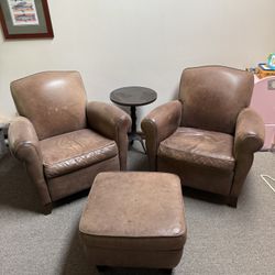 Leather Chairs And Ottoman