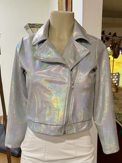 Girl’s Silver Pleather Jacket Size Large