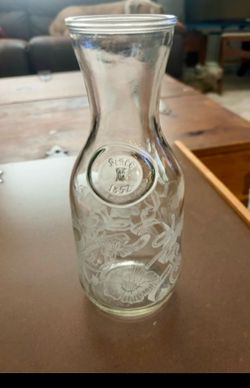 Vintage etched glass carafe