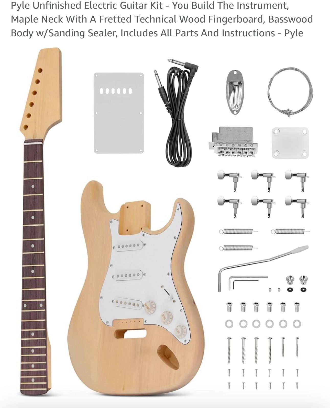 Pyle DIY Electric Guitar Kit – Build Your Own Guitar – New in Box