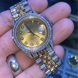 36mm Steel Gold Rolex Fully Diamond Buy Sale Trade Box Papers