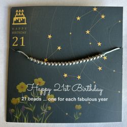 Brand New 21st Birthday Beaded Bracelet (Sterling Silver)
