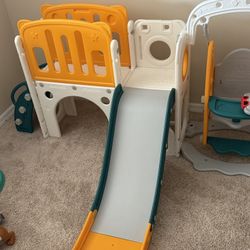 Toddler Slide Slide for Toddlers for Kids  Slide Baby Plastic Play Slides with Basketball Hoop and Ball