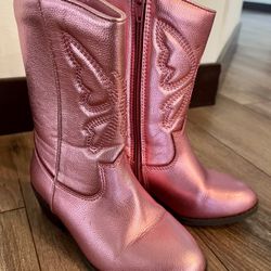 Girls Shiny Pink Buterfly Boots Sz 13