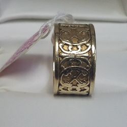 14K Yellow Gold Ring Band 11mm ht 1.5mm Rim Thick Size 8