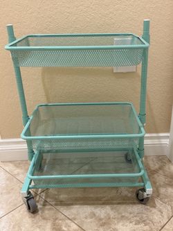 3-Tier Metal Rolling Utility Cart with Adjustable Mesh Baskets