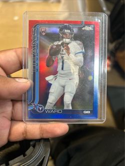 2025 Topps Chrome Football Cam Ward RC Red White Blue Refractor #314 Titans