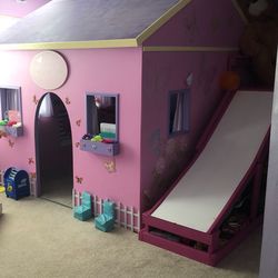 Custom Beautiful Playhouse Bed with Sliding Board & Beds
