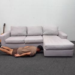 Light Gray Sectional Couch with Right-Facing Chaise - Can Deliver