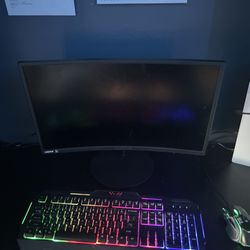 Wired RGB gaming keyboard and mouse with a 75Hz curved 24” gaming monitor
