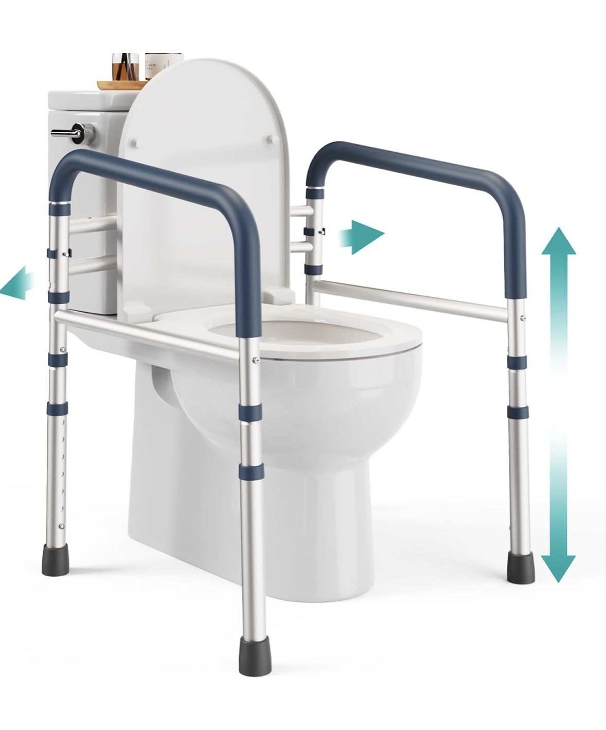 PELEGON Toilet Safety Rails 350 lb, Adjustable Toilet Safety Frame Elderly Adults