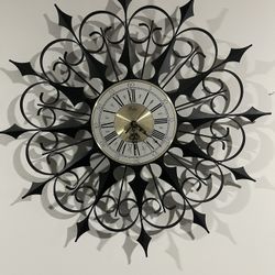 Welby Mid Century Modern Wrought Iron Metal Vintage Starburst Clock