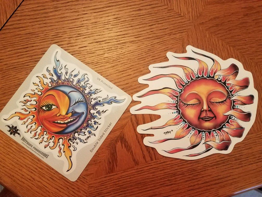 Celestial sun and moon stickers Decals by Michael Dubois