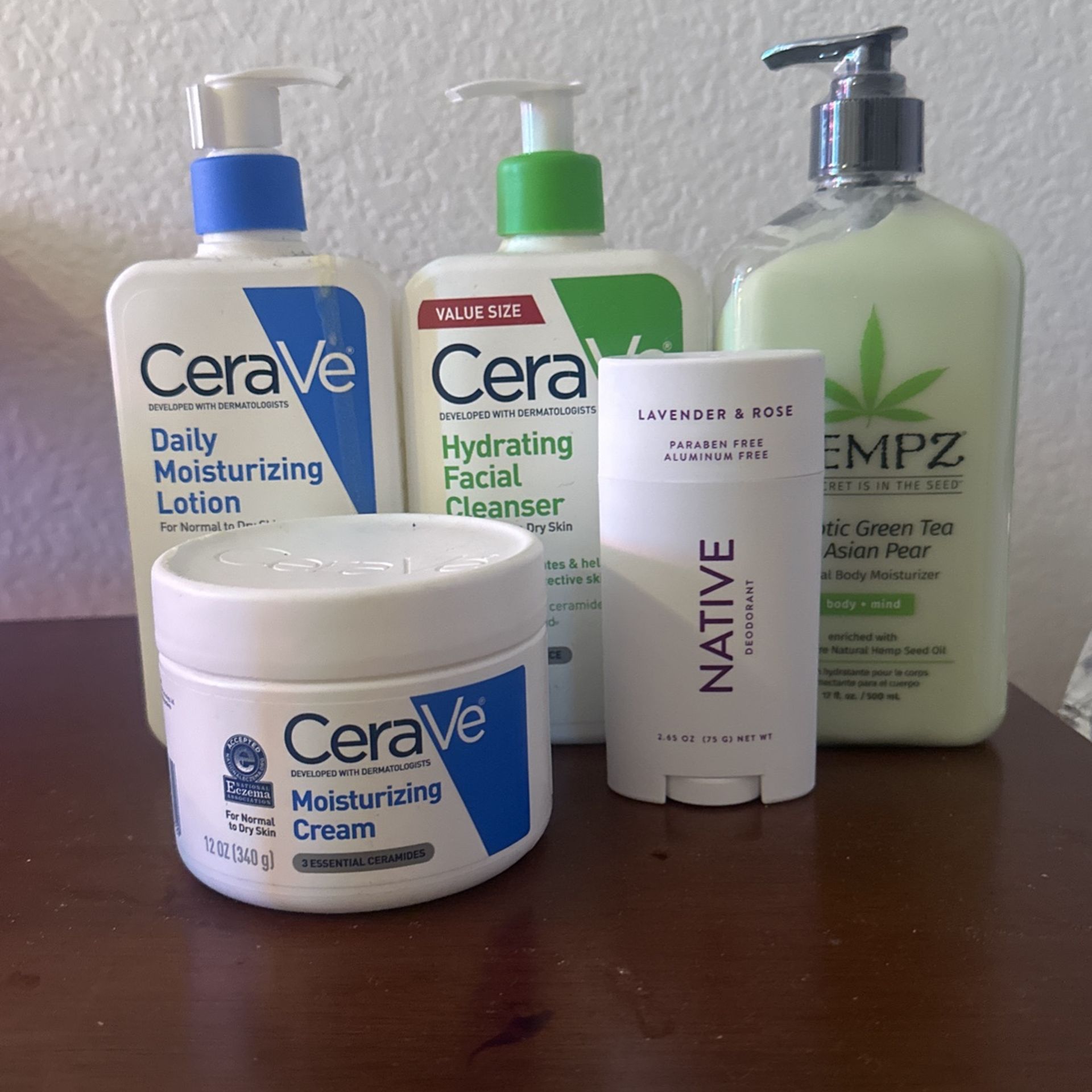 Lot Of Cerave, Hempz Lotion, & Native Deodorant
