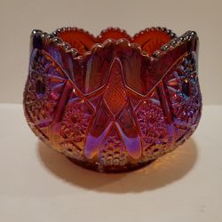 Vintage Indiana Glass Red Carnival Scalloped Edge Bowl