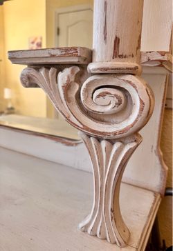Vintage Distressed White Buffet with Mirror