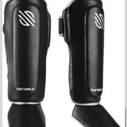 NEW Sanabul Essential Velcro Shin Guards L/XL Kick Boxing/ Muay Thai 