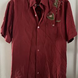 Xmas Tori Richard Silk Santa Ho Ho Ho Hawaii Embroidered Hawaiian Shirt Size Medium Rare Shirt