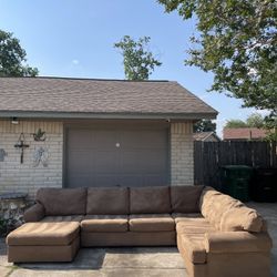 Large Brown Sectional Couch 