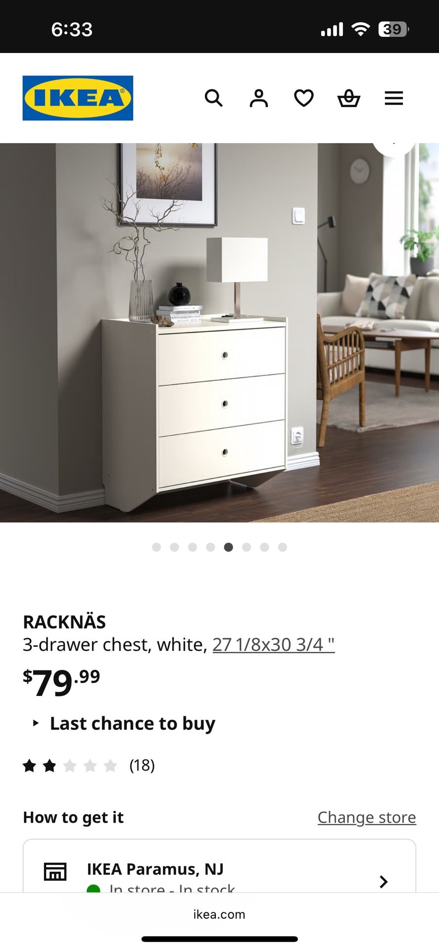 3 Drawer Chest Dresser