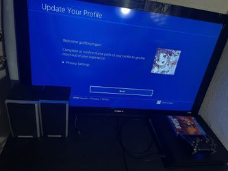 PS4 PRO 1TB, Sony 40 Inch Flat Screen, Two 8 Inch Speakers