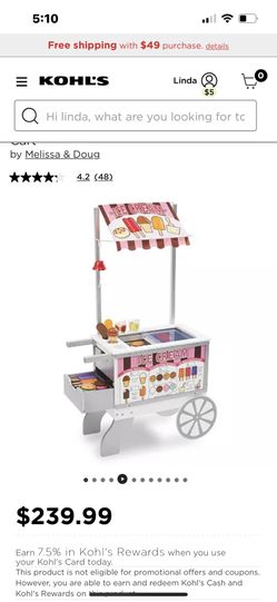 Melissa And Doug Ice Cream / Hot Dog Vending Cart