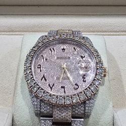 Rolex 41mm Oyster Datejust Natural Diamond Bustdown Mens Watch SS