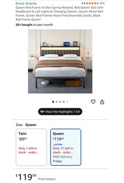 Queen Bed Frame with headboard