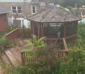 Screened wood gazebo