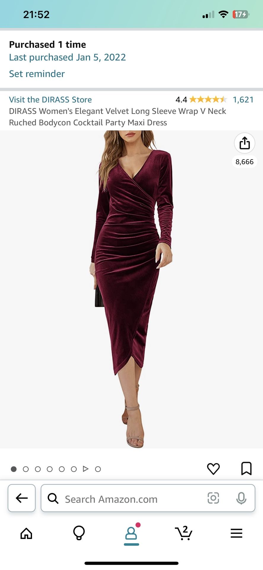 XL Hourglass Burgundy Long Sleeve Dress