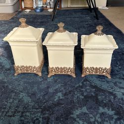 Chris Madden JC Penney Foret Ivory Canisters 
