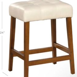 Homepop Home Decor Upholstered Faux Leather Tufted Square Counter Stool 