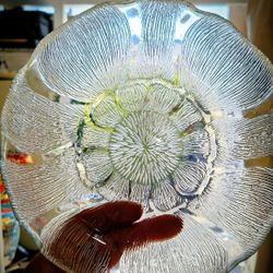 SET OF 5 Arcoroc France FLEUR 8" Deep Salad Plates / Bowls Vintage Clear Glass