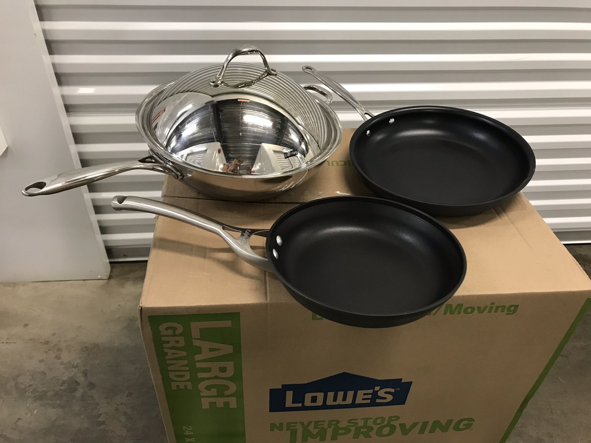 Wok (stainless steel) And Two Non-Stick Pans