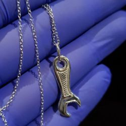 3D Custom 925 Sterling Silver Wrench w/ Chain 