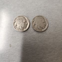 2 Twin Silver Bufflao Nickels 