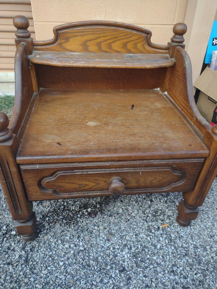 Antique Nightstand And Matching Mirror Germany 
